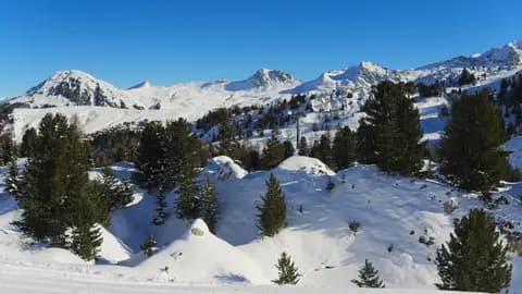 Paradiski, view towards Arpette. Taken in La Plagne, ski slope pollux, Savoie, France.