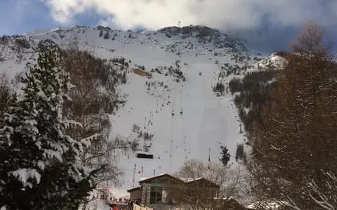 The Face de Bellevarde in Val d'Isère seen from the center of the ressort