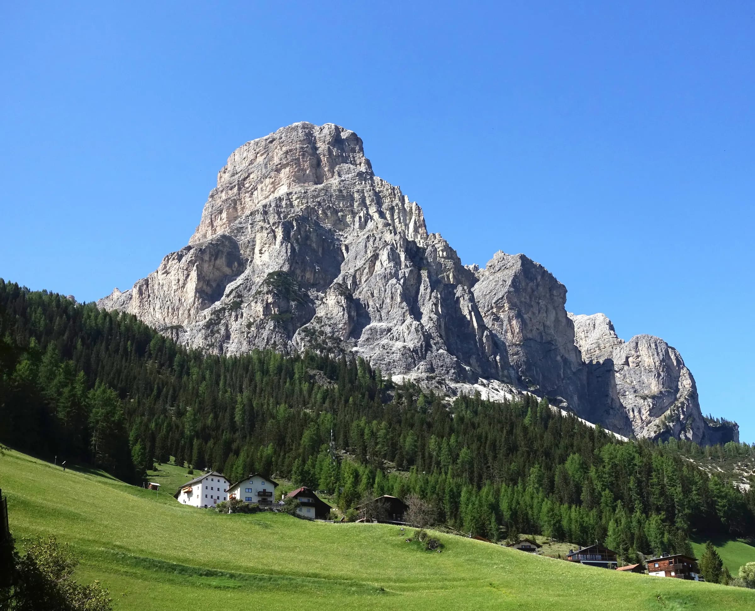 Sassongher mountain in Corvara in Badia, Italy.