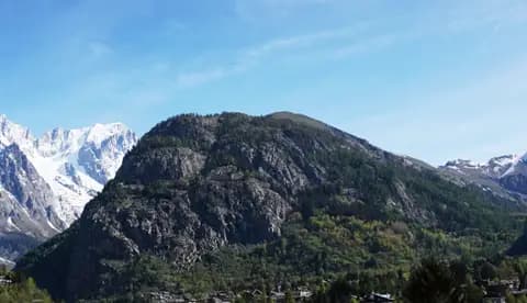 View to mountain in Courmayeur, Italy.