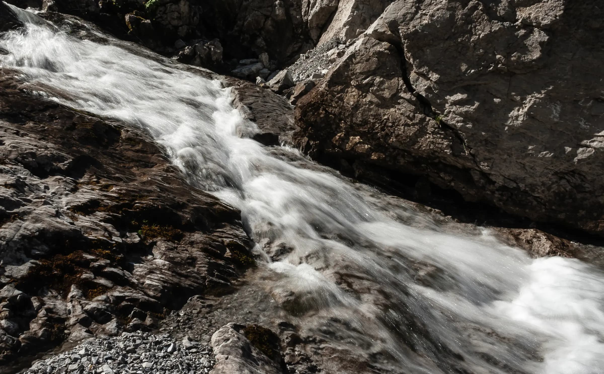 Long exposure of a mountain stream in Lech (Vorarlberg)
